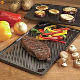 Lodge Pre-Seasoned Rectangular Reversible Grill/Griddle Set of 2, LDP3, Black, Rectangle, Cast Iron