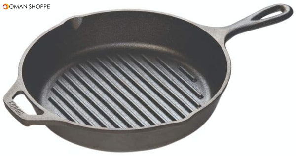 Lodge Pre-Seasoned Round Grill Pan Round, Cast Iron, Black - 26 cm/ 10.25 inch-L8GP3