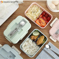 Lunch Box Spoon Chopsticks Case Compartment Food Container Storage Microwave