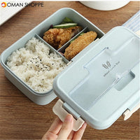 Lunch Box Spoon Chopsticks Case Compartment Food Container Storage Microwave