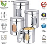 Magnolia Airtight Stainless Steel Containers-4 Pieces Set-3600 ml, 1800 ml, 1000 ml, 500 ml