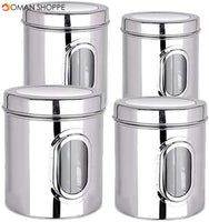 Magnolia Airtight Stainless Steel Containers-4 Pieces Set-3600 ml, 1800 ml, 1000 ml, 500 ml