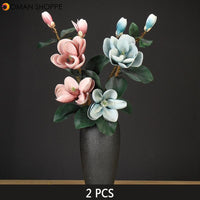 Magnolia Artificial Flowers PU Big Fake Flower Teddy Fresh Navy Blue 