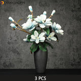 Magnolia Artificial Flowers PU Big Fake Flower Teddy Fresh Navy Blue 