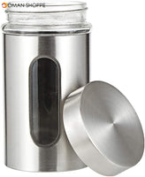 Magnolia Glass Canister With Stainless Steel Coat 3 Pieces Set-740ml, 500ml, 325ml