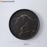 Marble Ceramic Plate Black Striped Round Steak Dinner Plates Kitchen Utensils Porcelain  Creative Nordic Dessert Snack Dishes