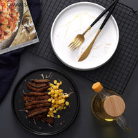 Marble Ceramic Plate Black Striped Round Steak Dinner Plates Kitchen Utensils Porcelain  Creative Nordic Dessert Snack Dishes