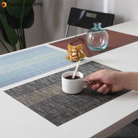 Mats Coaster Pads Placement Table Bowl Mats Cup Grid Stripe Rectangular Placemats PVC Dining Table Mat Insulation Heat Coaster