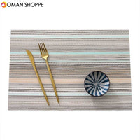 Mats Coaster Pads Placement Table Bowl Mats Cup Grid Stripe Rectangular Placemats PVC Dining Table Mat Insulation Heat Coaster