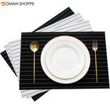 Mats Coaster Pads Placement Table Bowl Mats Cup Grid Stripe Rectangular Placemats PVC Dining Table Mat Insulation Heat Coaster