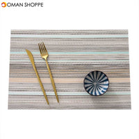 Mats Coaster Pads Placement Table Bowl Mats Cup Grid Stripe Rectangular Placemats PVC Dining Table Mat Insulation Heat Coaster