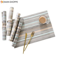 Mats Coaster Pads Placement Table Bowl Mats Cup Grid Stripe Rectangular Placemats PVC Dining Table Mat Insulation Heat Coaster