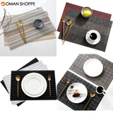 Mats Coaster Pads Placement Table Bowl Mats Cup Grid Stripe Rectangular Placemats PVC Dining Table Mat Insulation Heat Coaster