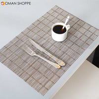 Mats Coaster Pads Placement Table Bowl Mats Cup Grid Stripe Rectangular Placemats PVC Dining Table Mat Insulation Heat Coaster