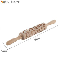 Merry Christmas Elk Wooden Print Rolling Pin Christmas Home Kitchen Tools Noel Dessert Tools New Year 2020 DIY Craft