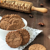 Merry Christmas Elk Wooden Print Rolling Pin Christmas Home Kitchen Tools Noel Dessert Tools New Year 2020 DIY Craft