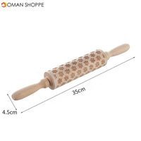 Merry Christmas Elk Wooden Print Rolling Pin Christmas Home Kitchen Tools Noel Dessert Tools New Year 2020 DIY Craft