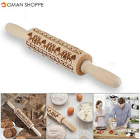 Merry Christmas Elk Wooden Print Rolling Pin Christmas Home Kitchen Tools Noel Dessert Tools New Year 2020 DIY Craft