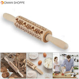 Merry Christmas Elk Wooden Print Rolling Pin Christmas Home Kitchen Tools Noel Dessert Tools New Year 2020 DIY Craft