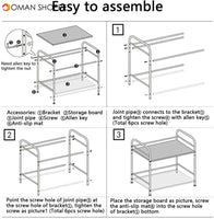 Microwave Oven Stand Shelving Unit 2 Tier With 2Pcs Cleaning Cloth 4Pcs Hook Multi-Functional Height