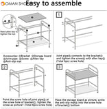 Microwave Oven Stand Shelving Unit 2 Tier With 2Pcs Cleaning Cloth 4Pcs Hook Multi-Functional Height