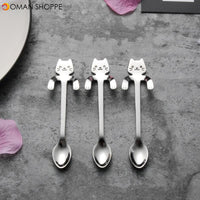 MIUK 304 Stainless Steel Coffee Spoon Creative Kitty Hook Dirtproof Coffee Tea Spoon Scoop