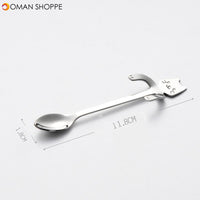 MIUK 304 Stainless Steel Coffee Spoon Creative Kitty Hook Dirtproof Coffee Tea Spoon Scoop