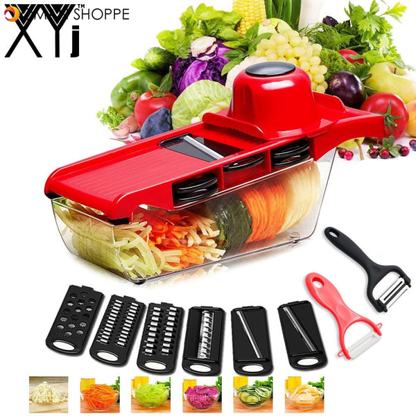 XYJ CCFG8901 Multi-function Vegetable Cutter Steel Blade Mandoline Slicer Potato Peeler Carrot Cheese Grater Vegetable Slicing Tool