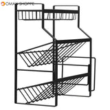 Multi-Functional 3-Tier Condiment Rack Kitchen Supplies Collection Arrangement Shelf Ground Storage Organizer