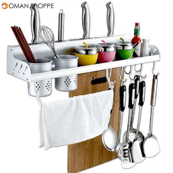 Multifunction Kitchen Pan Storage Rack Organizer Holder Hooks Spice Shelf