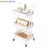 Multifunctional 3-Tier Storage Rack Trolley Rolling Utility Cart Home Kitchen Storage Rack