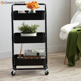 Multifunctional 3-Tier Storage Rack Trolley Rolling Utility Cart Home Kitchen Storage Rack