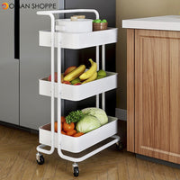 Multifunctional 3-Tier Storage Rack Trolley Rolling Utility Cart Home Kitchen Storage Rack