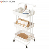 Multifunctional 3-Tier Storage Rack Trolley Rolling Utility Cart Home Kitchen Storage Rack