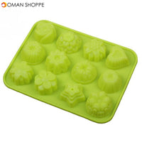 Multipurpose 12 Holes Flowers Silicone Cake Mold Ice Cream Mold Jelly Pudding Mold Chocolate Mold