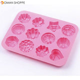 Multipurpose 12 Holes Flowers Silicone Cake Mold Ice Cream Mold Jelly Pudding Mold Chocolate Mold