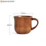 Natural Wood Cup With Handle Household Retro Wooden Cup Simple DIY Mug For Office Gift Wood Cup For Coffee Milk Tea Beverage (VG0010A)