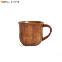 Natural Wood Cup With Handle Household Retro Wooden Cup Simple DIY Mug For Office Gift Wood Cup For Coffee Milk Tea Beverage