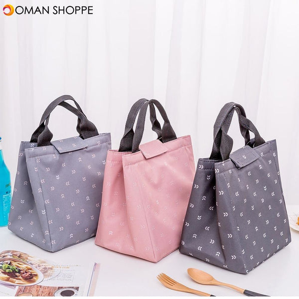 New Portable Lunch Bag Small Leaf Insulation Package Family Picnic Cold Ice Cooler Canvas Hand Bag Baby Food Keeper Bag