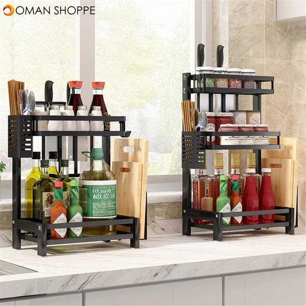 Nonslip 2/3 Tier  Spice Rack Stainless Steel Storage Shelf Organizer Holder Kitchen Rack