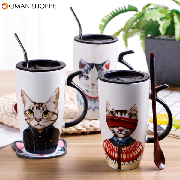 Personalized Cat Creative Trend Water Cup Home Office Coffee Cup Large Capacity Ceramic Mug