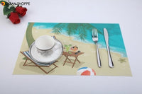 Placemat Fashion Pvc Dining Table Mat Disc Pads Bowl Pad Coasters Waterproof Table Cloth Pad Slip-Resistant Pad Multi-shape