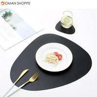 Placemat PU Leather Table Mat Heat Insulation Non-Slip Placemats Bowl Coaster Kitchen Tableware Pad 