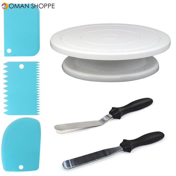 Plastic Cake Stand Turntable Rotating Rack Dough Knife Decorating Smoother Cream Cakes Plate Rotary Table DIY Baking