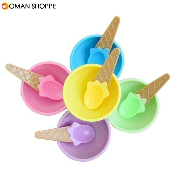 Plastic Children Ice Cream Waffle Cone Bowls Spoons Cups Set Creative Bar Tools Freezer Accessories