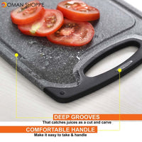 Plastic Cutting Board (3 Piece Set) BPA-Free with Juice Grooves Anti-slip Chopping Board for Vegetable Meat Kitchen Tools