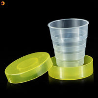 Plastic Outdoor Folding Water Cup Camping Hiking Folding Drinking Cup (Yellow)