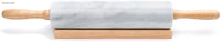 Polished Marble Rolling Pin with Wooden Cradle, 10-Inch Barrel, White