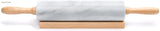 Polished Marble Rolling Pin with Wooden Cradle, 10-Inch Barrel, White