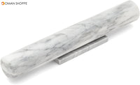 Polished Marble Rolling Pin with Wooden Cradle, 10-Inch Barrel, White